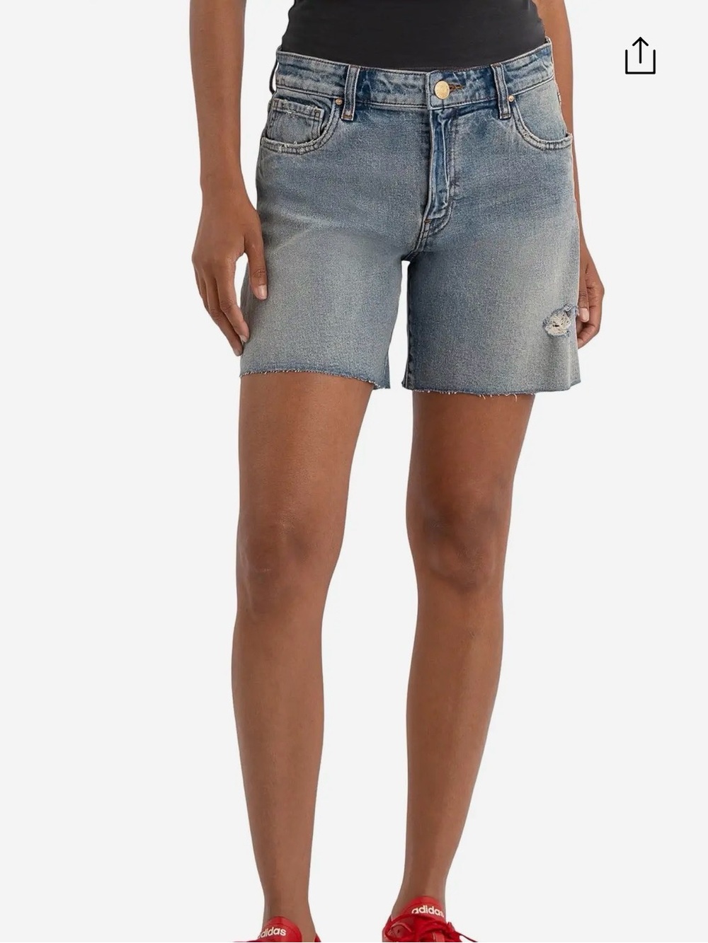 PAIGE DANI Classic High-Rise Denim Shorts - Light Blue